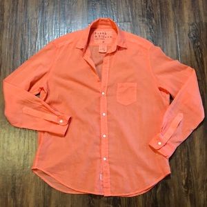Frank & Eileen womens xs pink/orange soft button up casual blouse EUC